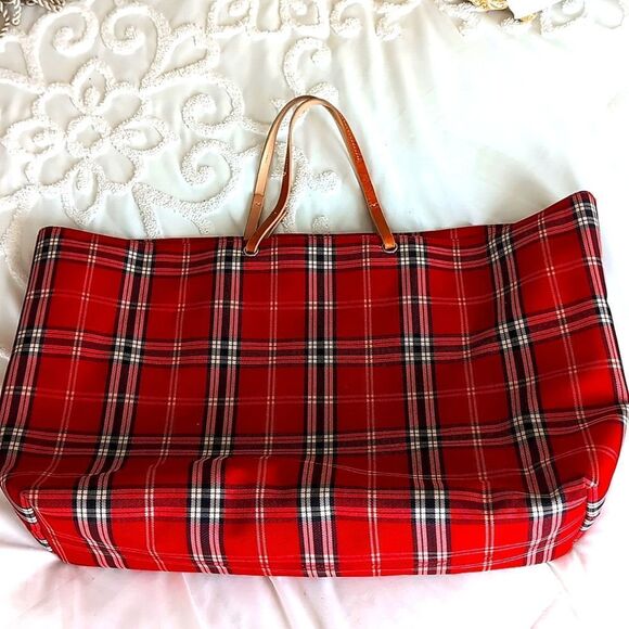 Red Canvas Inspired Plaid Tote  by  Lord and Taylor🎀 - Picture 16 of 16